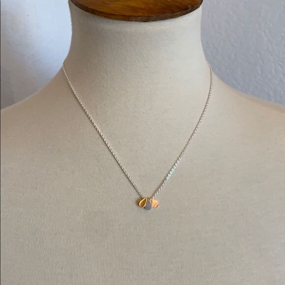 Multitone Teardrop Necklace Gold Silver Rose Gift - Picture 3 of 5
